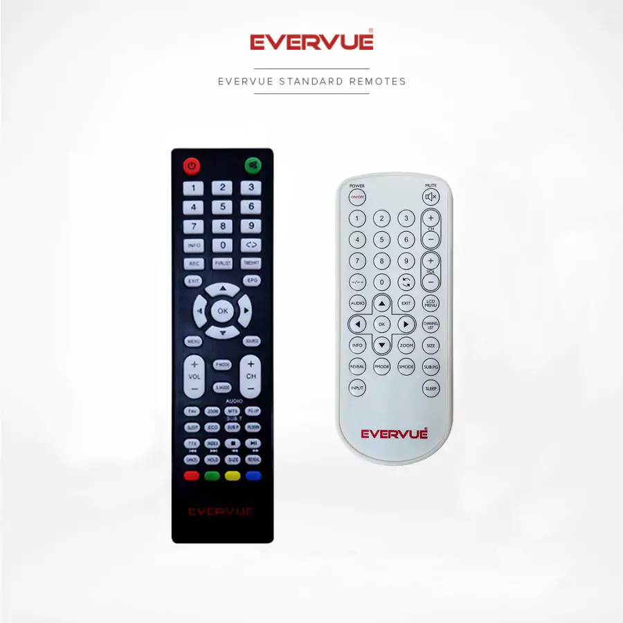 Evervue remotes displayed, ensuring compatibility with products in Adelaide.