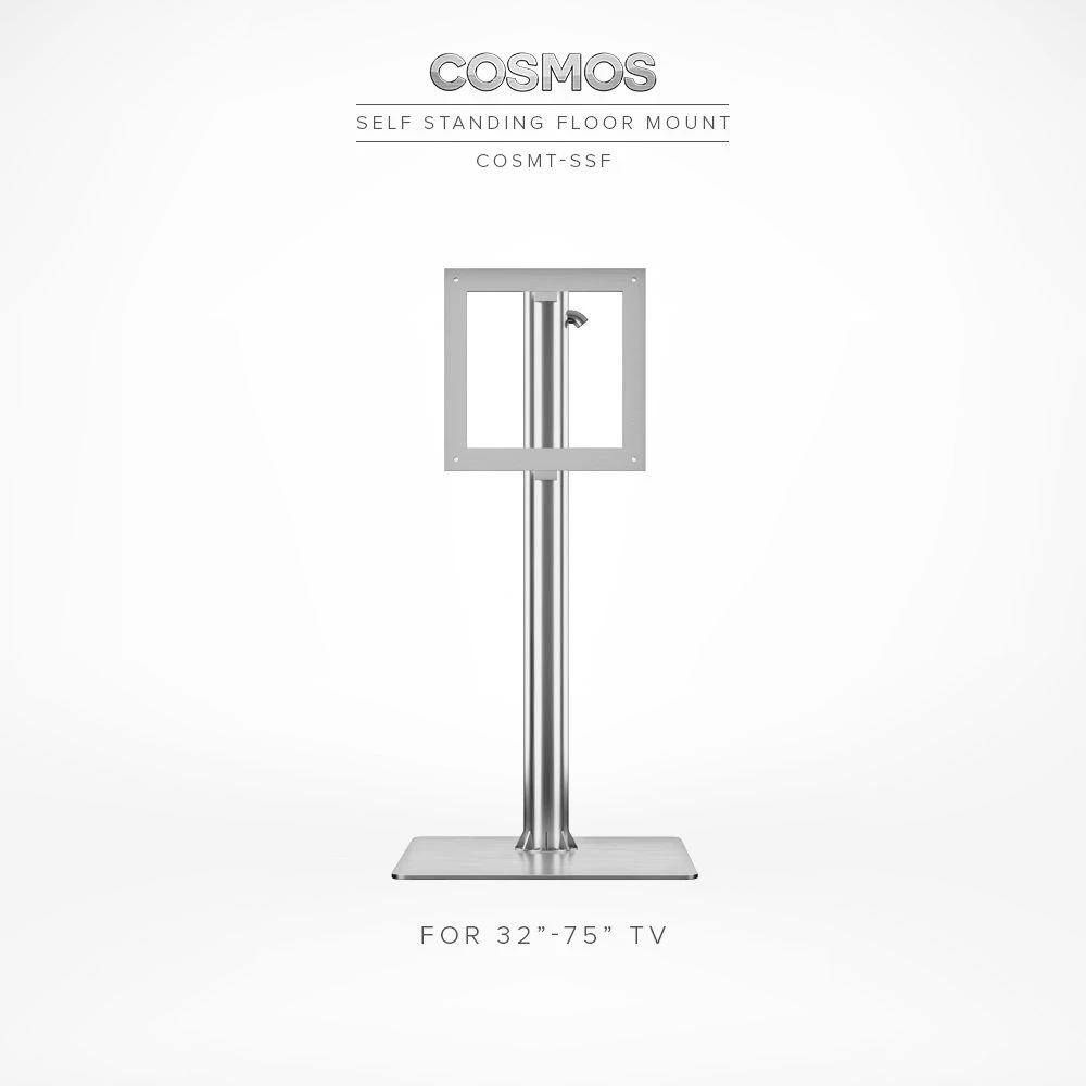 Premium stainless steel self-standing floor mount for Cosmos Outdoor TV showcased in Adelaide.