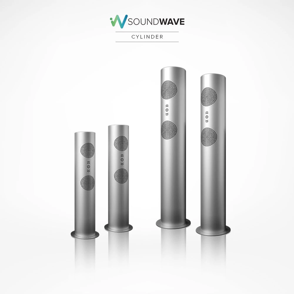 Pairs of durable, rustproof Cosmos SoundWave Cylinder speakers for Melbourne Outdoor TV.