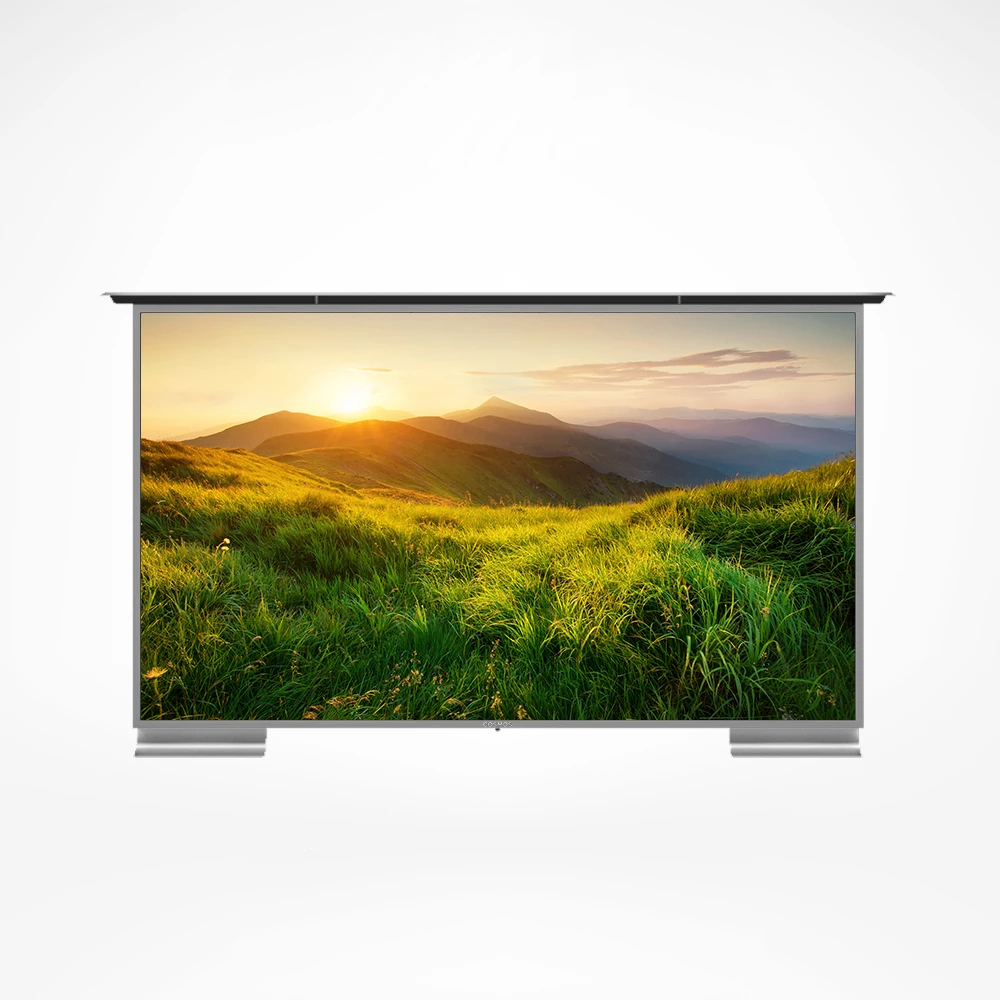 60-inch flatscreen Outdoor TV featuring a modern design and 4K Ultra HD display for Darwin.